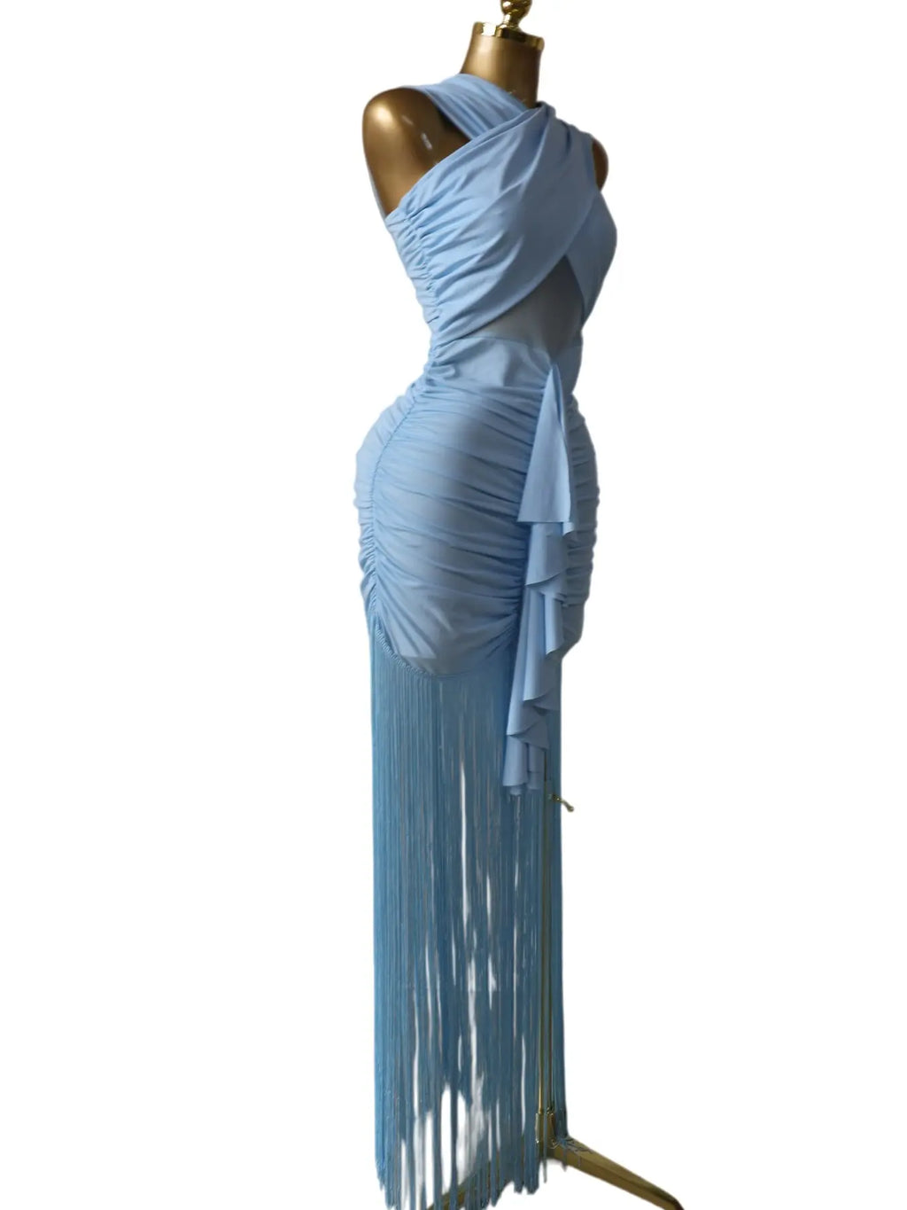 Women's Cross Strap Sleeveless Fringe Maxi Formal Prom Dress,Evening Prom Gown,Spring Lady Skirts,Sexy Design Elegant Style Party Outfit,Evening Cocktail Night Tassel Chic Engagement Dresses