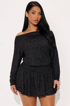Parker Pleated Hacci Mini Dress - Black