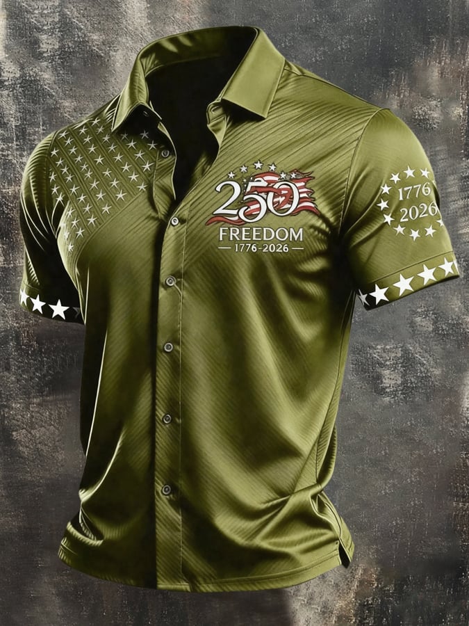 Men's Retro Independence Day Patriot Short-Sleeve Shirt