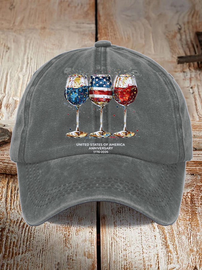 250th Anniversary Wine Glass Celebration Print Casual Hat