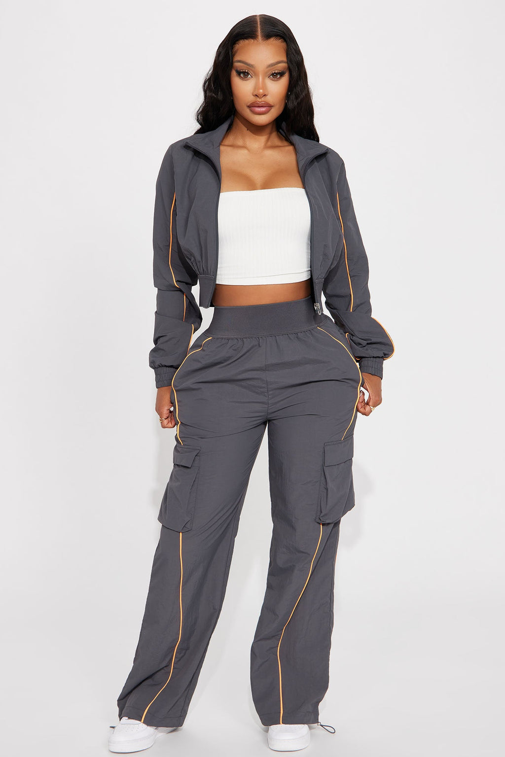 Steal The Moment Windbreaker Pant Set - Charcoal/combo