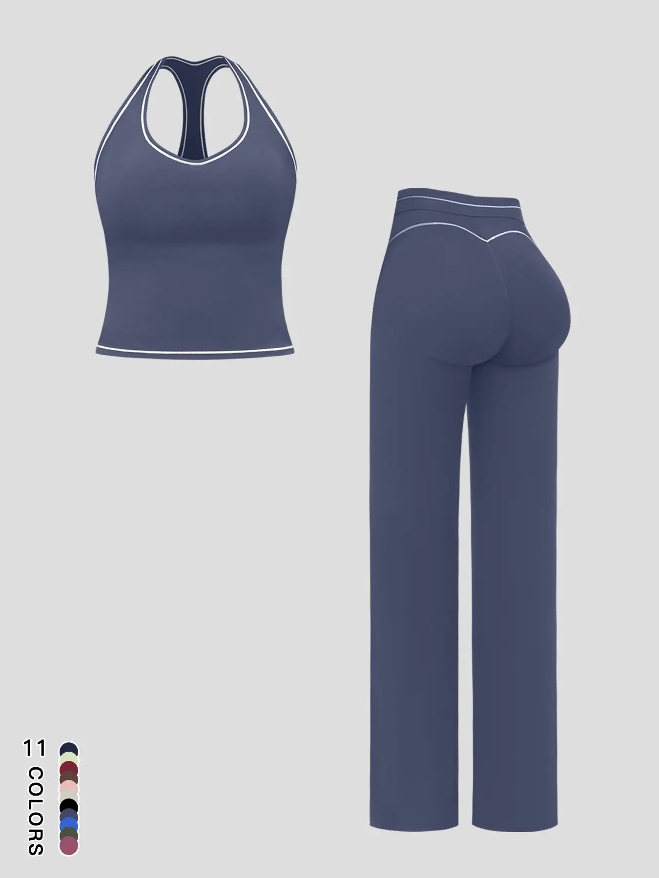 Sports Women's Quick-Dry Halter Tank Top Outdoor Yoga Tummy-Control Flared Pants Casual Active Wear for Spring and Fall