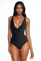 Romi Bandage V Neck Tank Bodysuit - Black
