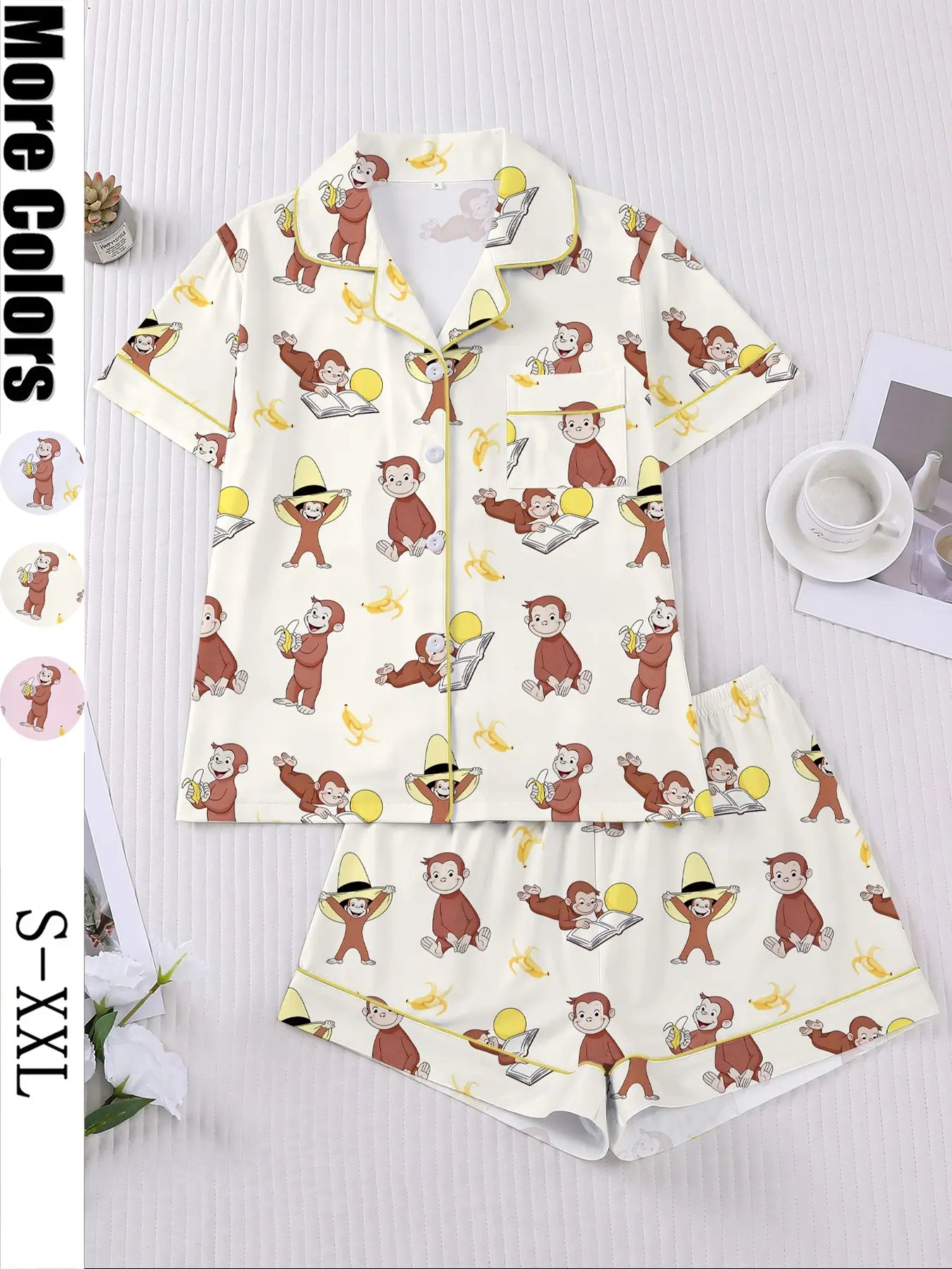 Women's Monkey Banana Print Sleepwear Set