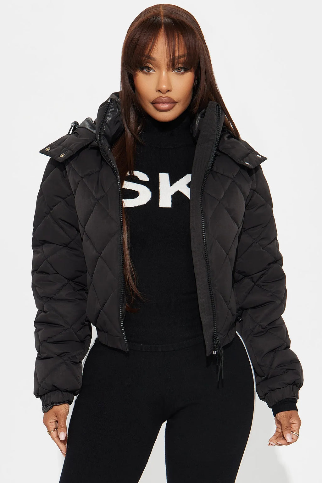 Snow Days Quilted Puffer Jacket - Black