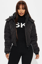 Snow Days Quilted Puffer Jacket - Black