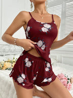 1set Women's Milk Silk Sleepwear Set, 140g Digital Printing