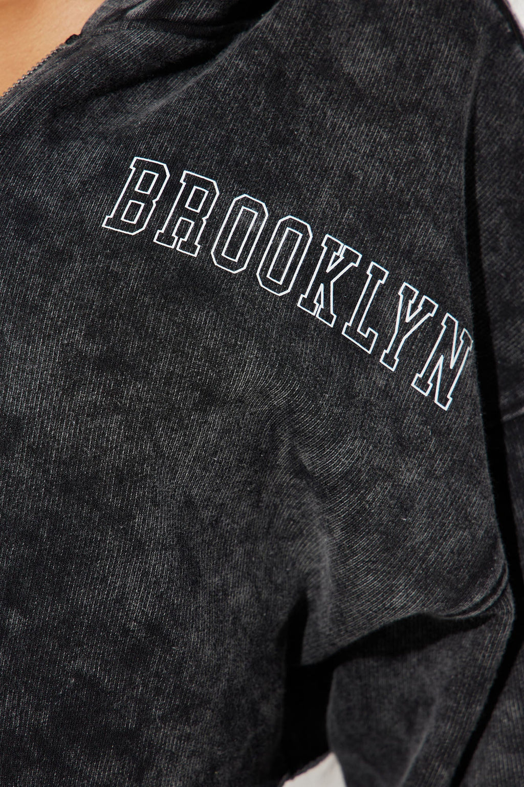 Brooklyn City Washed Hoodie - Black Wash