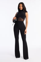 Kylie Mesh Cut Out Jumpsuit - Black
