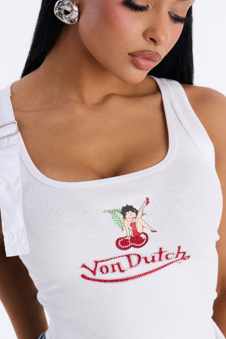Von Dutch x Betty Boop Cherry Lips Ribbed Tank Top
