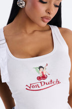 Von Dutch x Betty Boop Cherry Lips Ribbed Tank Top