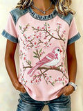 Women's Casual Breast Cancer Awareness Print Waffle T-shirt