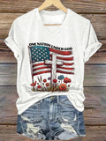 Women's Casual Faith Graphic Print V-Neck Short Sleeve T-Shirt