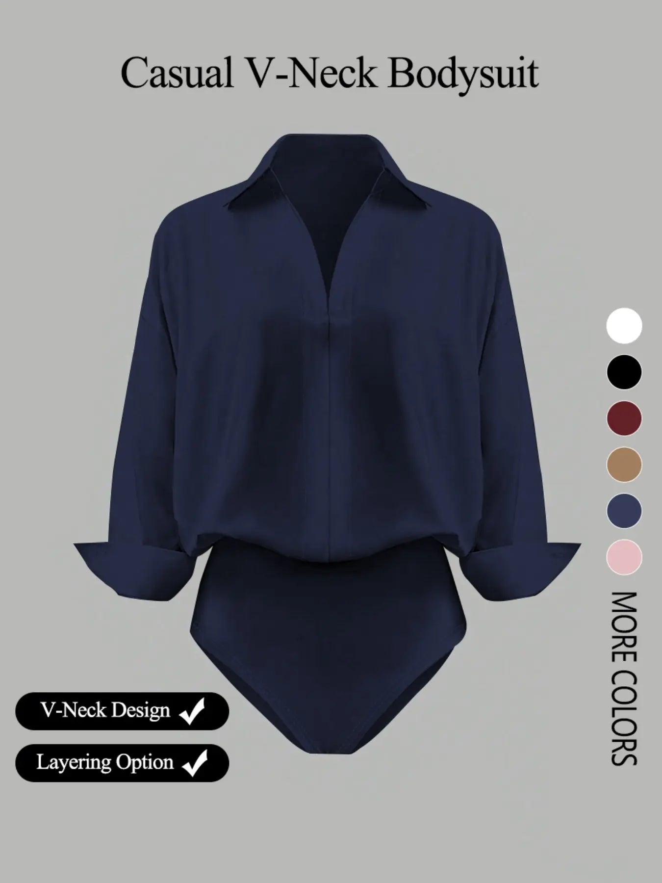 Women's Elegant V-Neck Long-Sleeved Jumpsuit