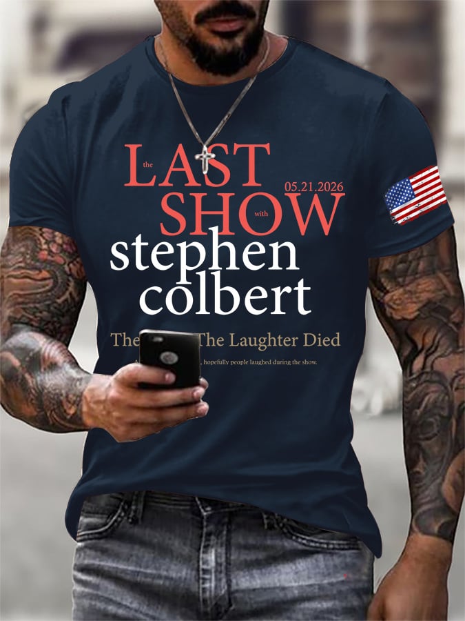 🔥Buy 3 Get 15% Off🔥Men's Retro Last Last Show 05.21.2026 The Night The Laughter Died After The Opening Monol, Hopefully People Laughed During The Show Print T-Shirt