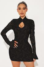 Roxanna Lace Mini Dress - Black