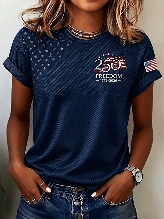 Women'S Casual Independence Day Print Top