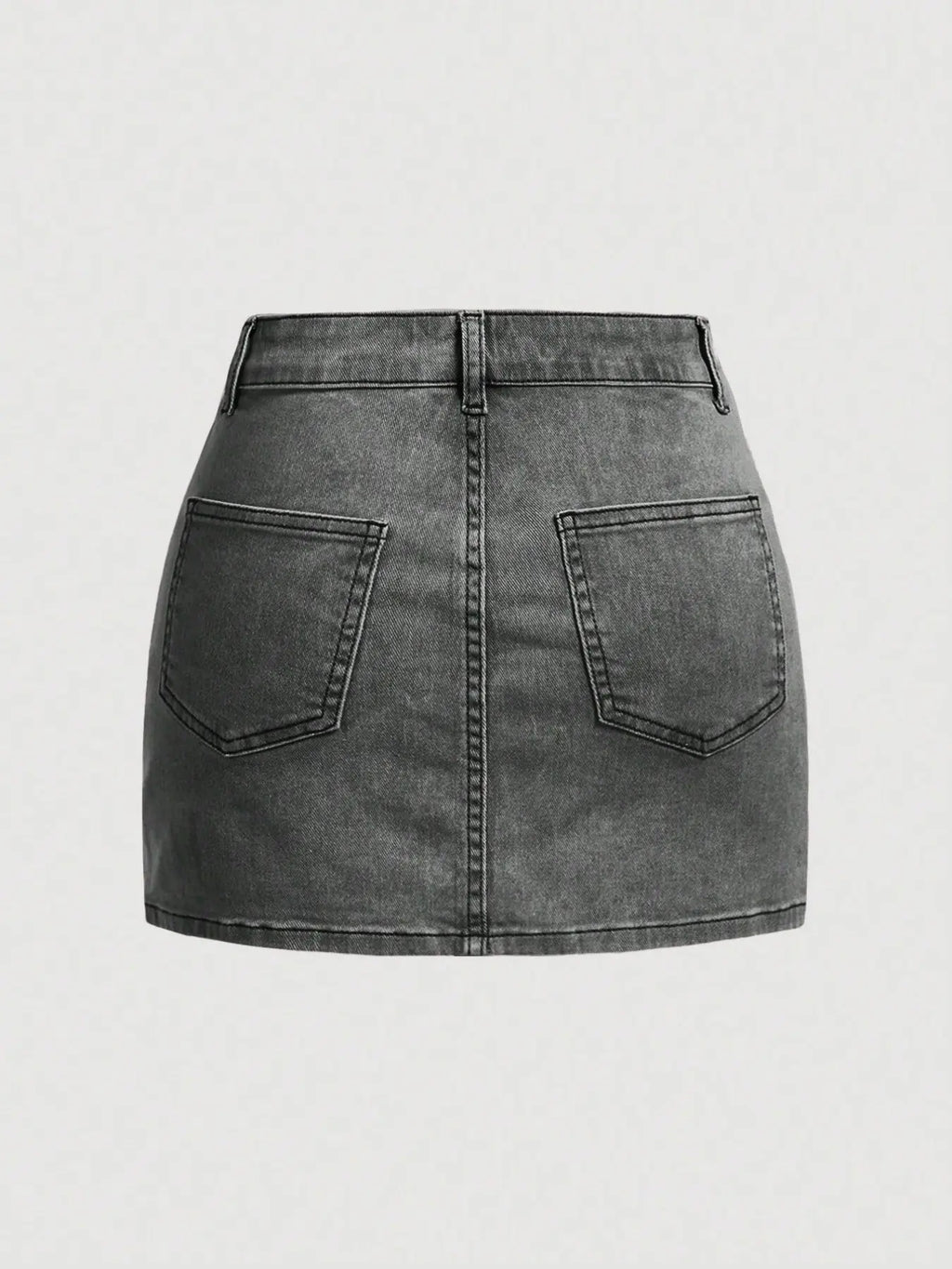 Women's Denim Skirt, Slim-Fitting High-Waist Short Skirt, Basic Casual A-Type Design, Button Closure, Plain Pattern, Summer Fashion