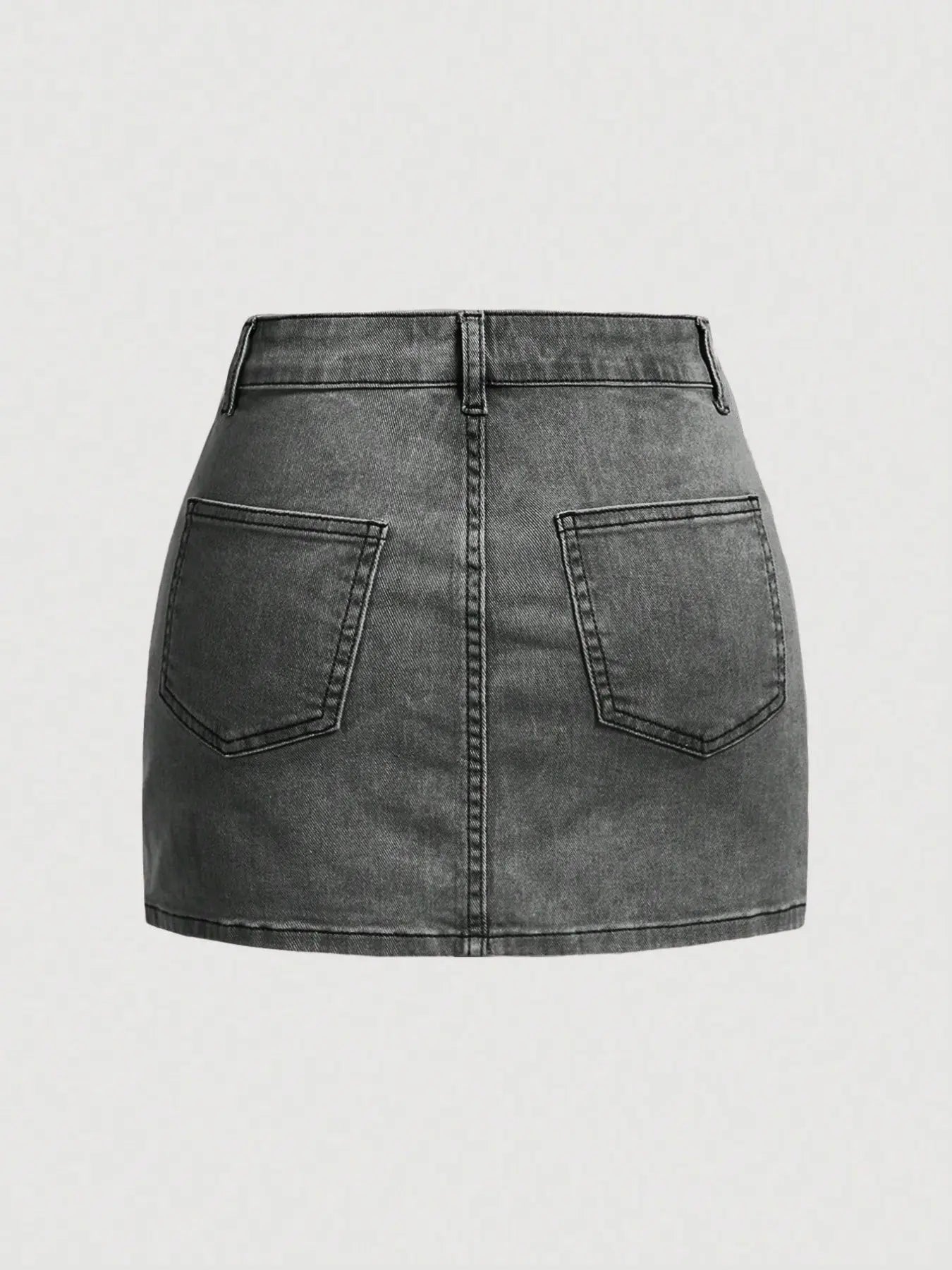 Women's Denim Skirt, Slim-Fitting High-Waist Short Skirt, Basic Casual A-Type Design, Button Closure, Plain Pattern, Summer Fashion