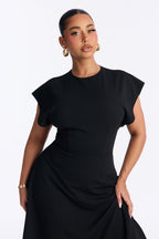 Emerie A Line Midi Dress - Black