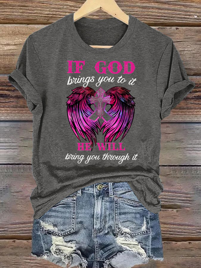 Women's  Faith & Strength: 'My God Is Stronger Than Breast Cancer' T-Shirt