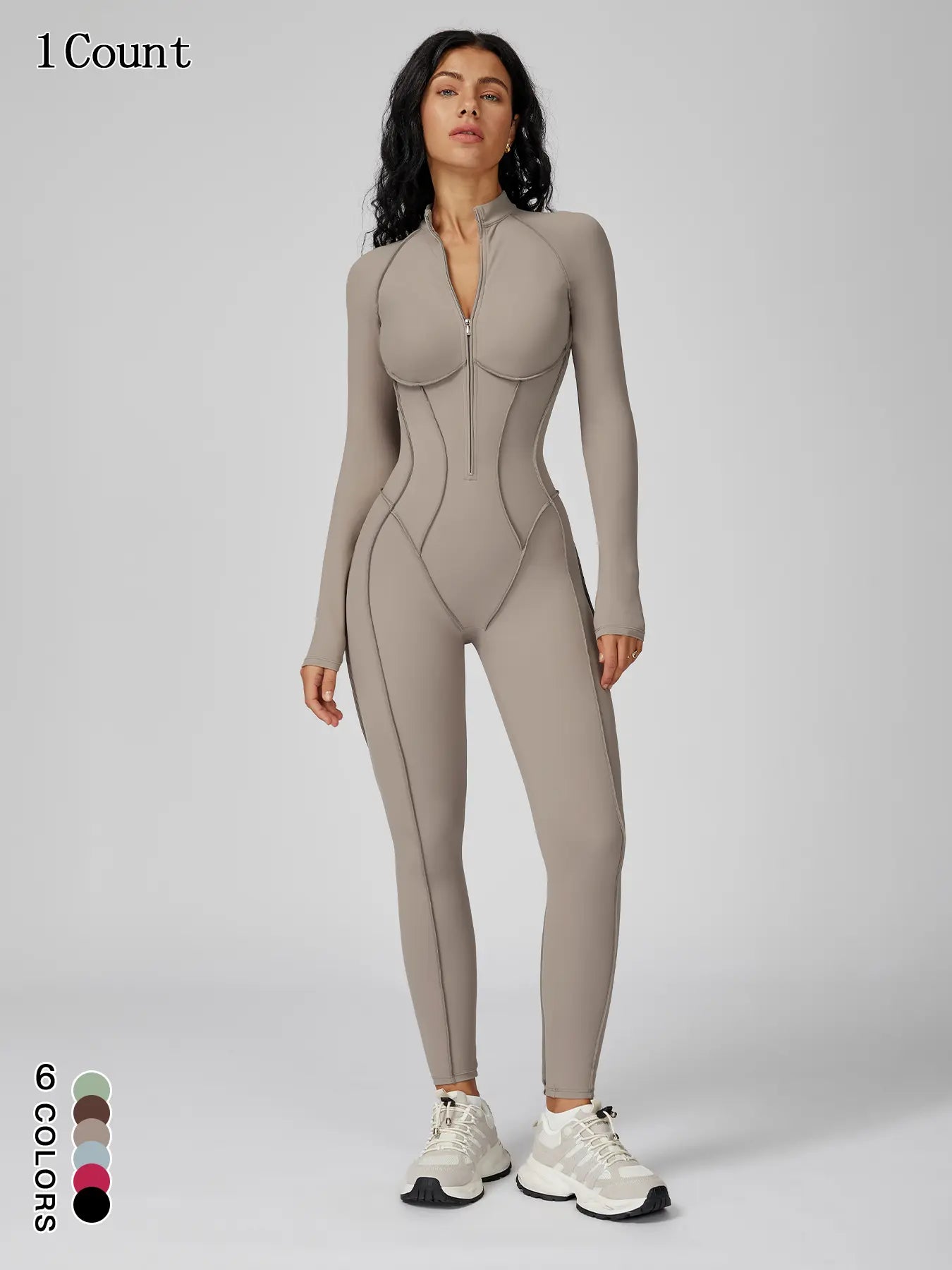 Women's Zipper Mock Neck Shapewear Bodysuit - Slim Fit
