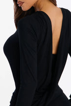 Pure Lust Backless Draped Maxi Dress - Black