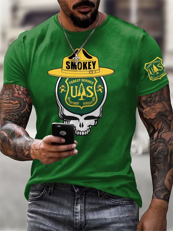 Men's Retro Resist Save The Forest Service Print T-Shirt