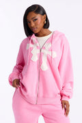 Double The Intentions Washed Fleece Hoodie - Pink