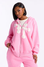 Double The Intentions Washed Fleece Hoodie - Pink