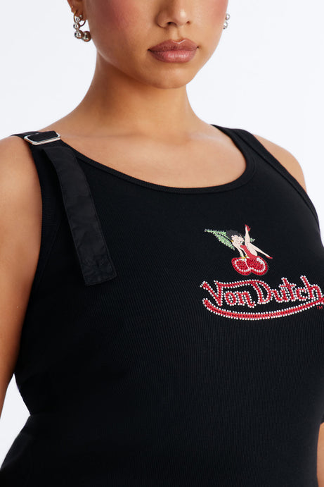 Von Dutch x Betty Boop Cherry Lips Ribbed Tank Top