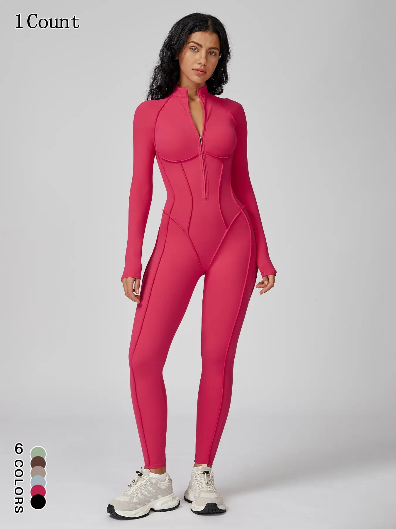 Women's Zipper Mock Neck Shapewear Bodysuit - Slim Fit