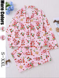 Women's Cute Strawberry Pattern Print Sleepwear Set