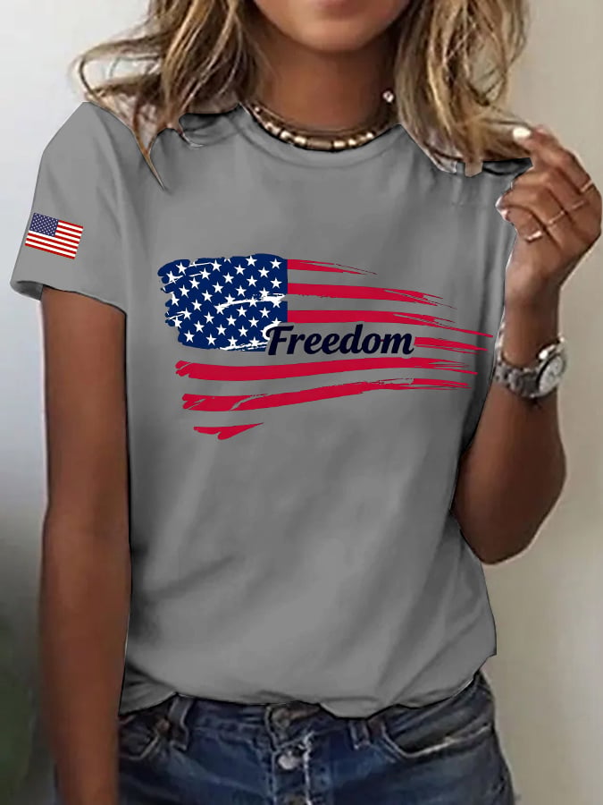 Women's Freedom Print Casual T-Shirt