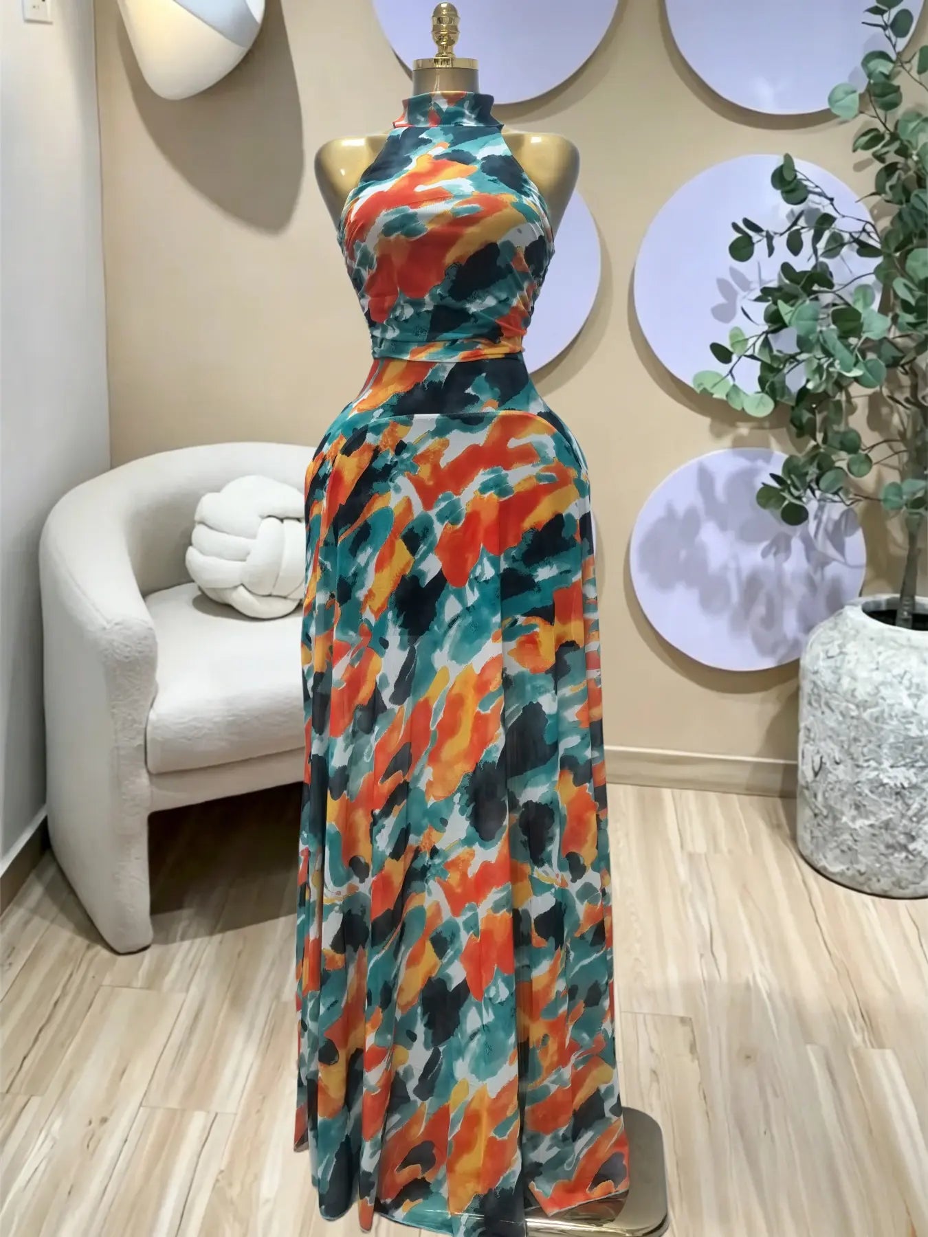 PULKRITU Women's Sleeveless Maxi Dress - Floral Print