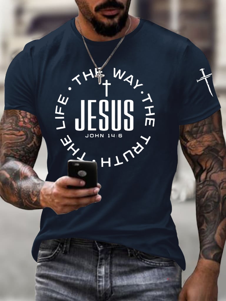 🔥Buy 3 Get 15% Off🔥Men's Jesus The Way The Truth The Life Printed Casual T-Shirt