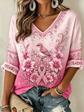 Pink for Myself Printed Casual T-shirt for Women - Breast Cancer Prevention Campaign