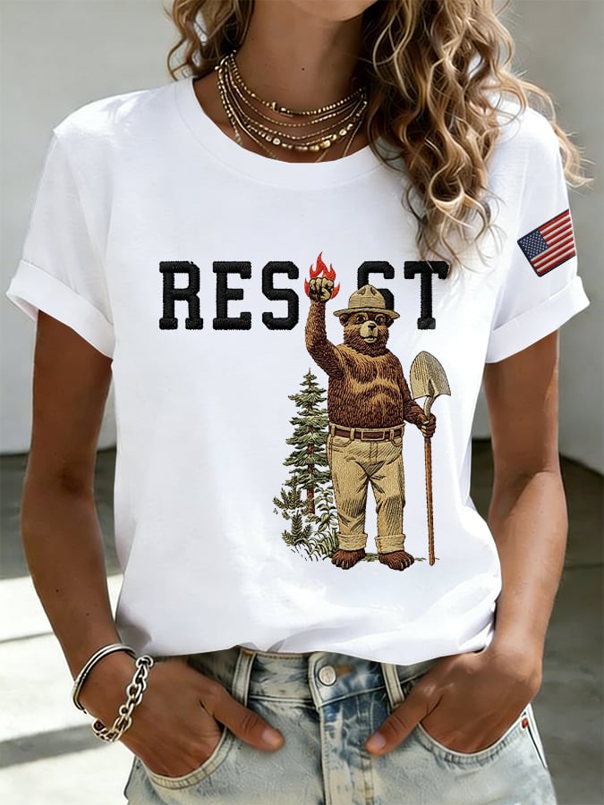 Retro Resist Save The Forest Service Print T-Shirt