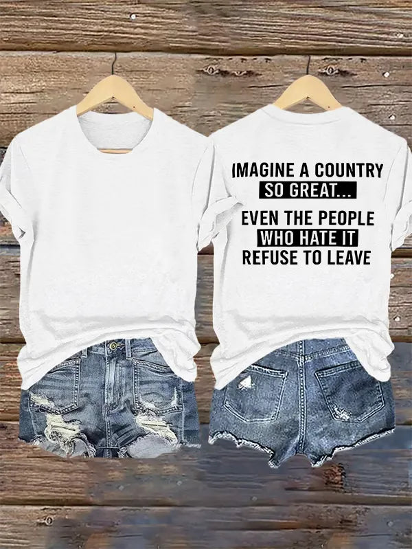 Women's   IMAGINE A COUNTRY  Print T-Shirt