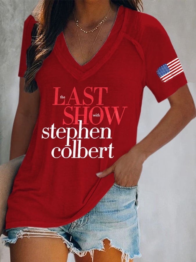 🔥Buy 3 Get 15% Off🔥V-Neck Retro Last Show Print T-Shirt