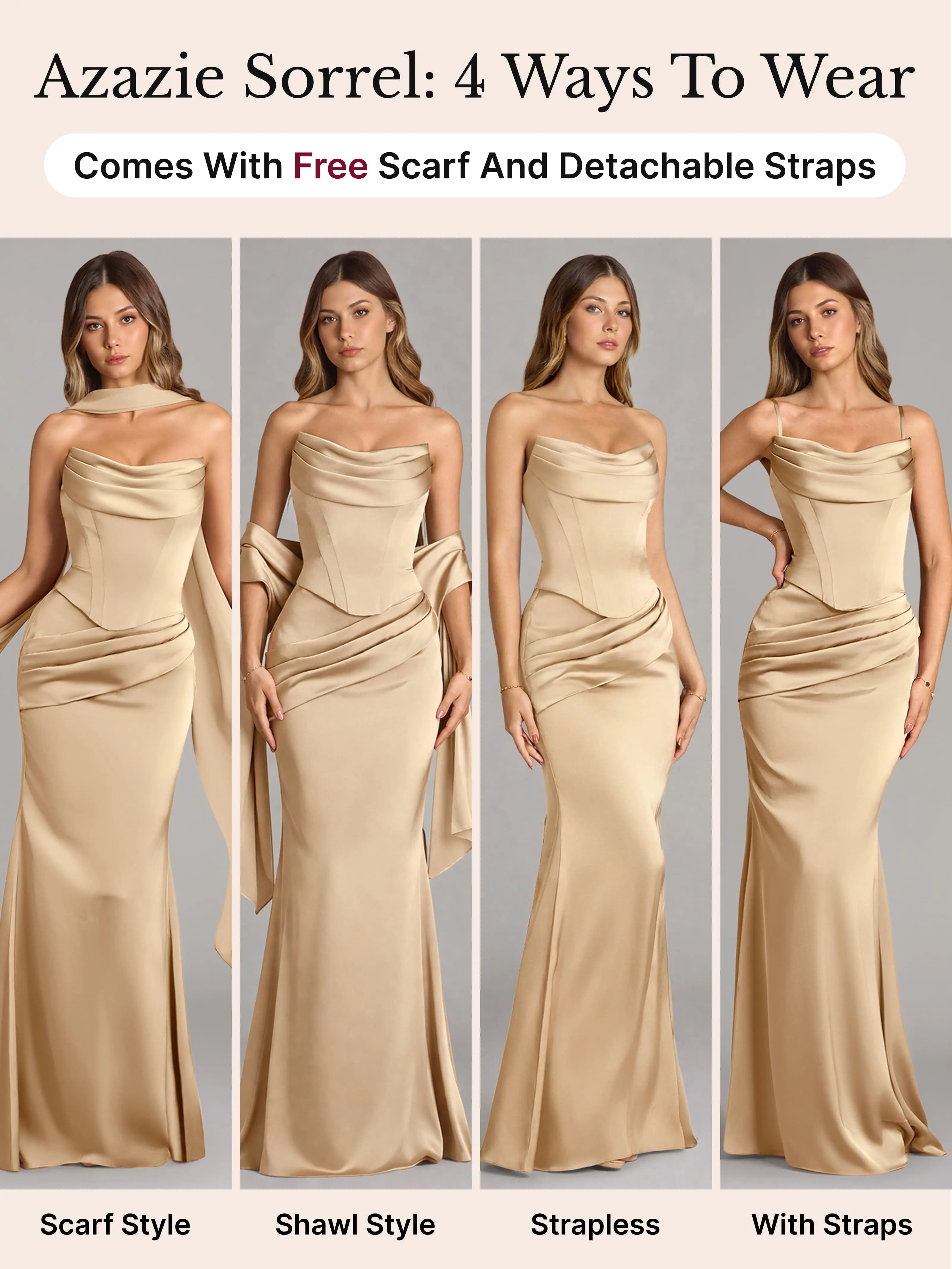 Azazie Sorrel Corset Lace-up Mermaid Wedding Guest Evening Luminous Satin Maxi Dress Minimalist