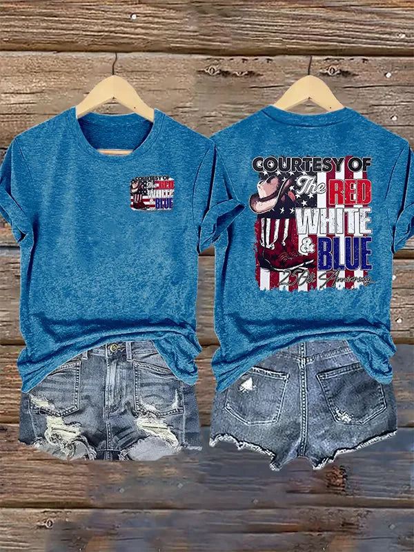 Women's  Courtesy Of Red White And Blue, 250th Anniversary Freedom T-Shirt