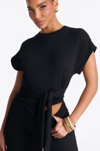 Clementine Textured Pant Set - Black