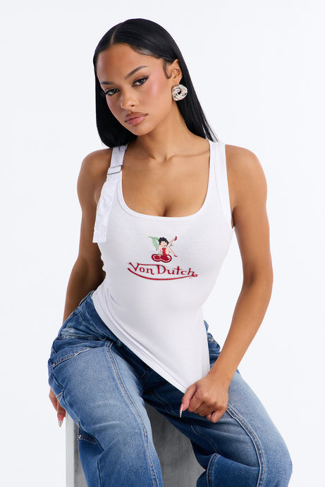 Von Dutch x Betty Boop Cherry Lips Ribbed Tank Top