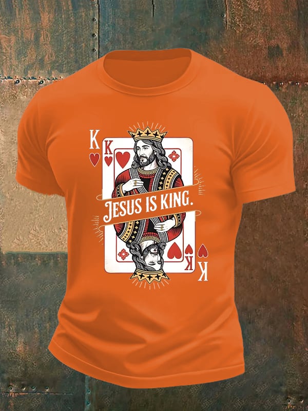 Men's  Jesus Is King Christian  Print T-Shirt