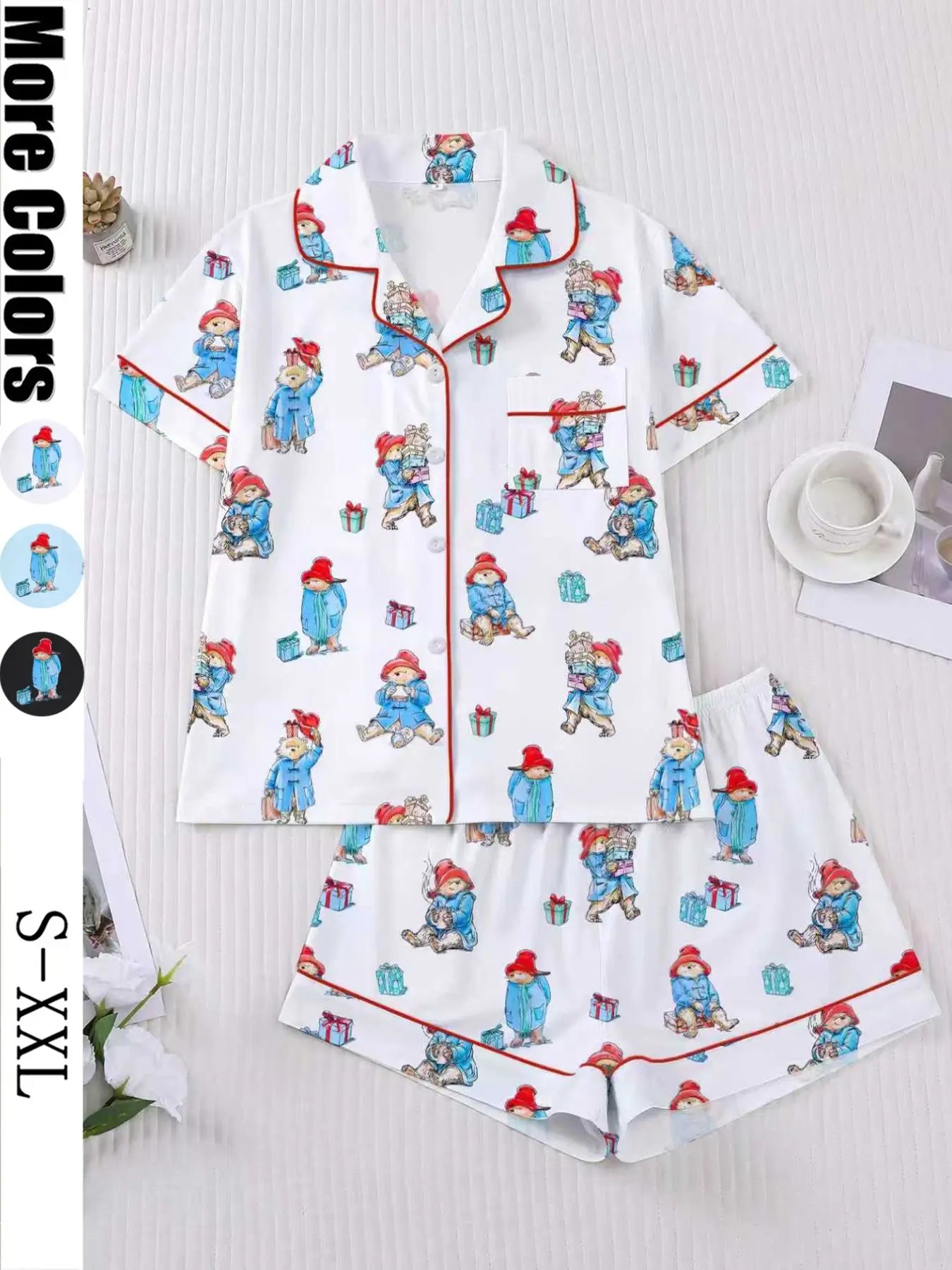 Women's Cute Bear Print Sleepwear Set