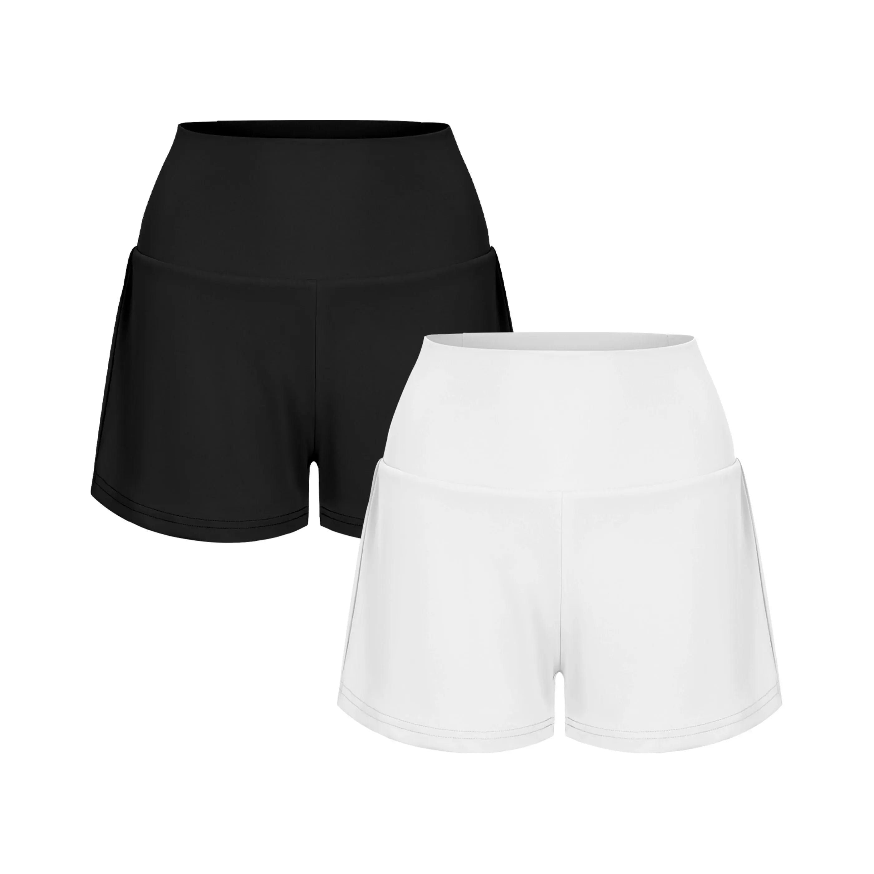 2-Piece Super High Waisted Back Pocket & Side Hidden Pocket 2-in-1 Yoga Shorts 3" Set