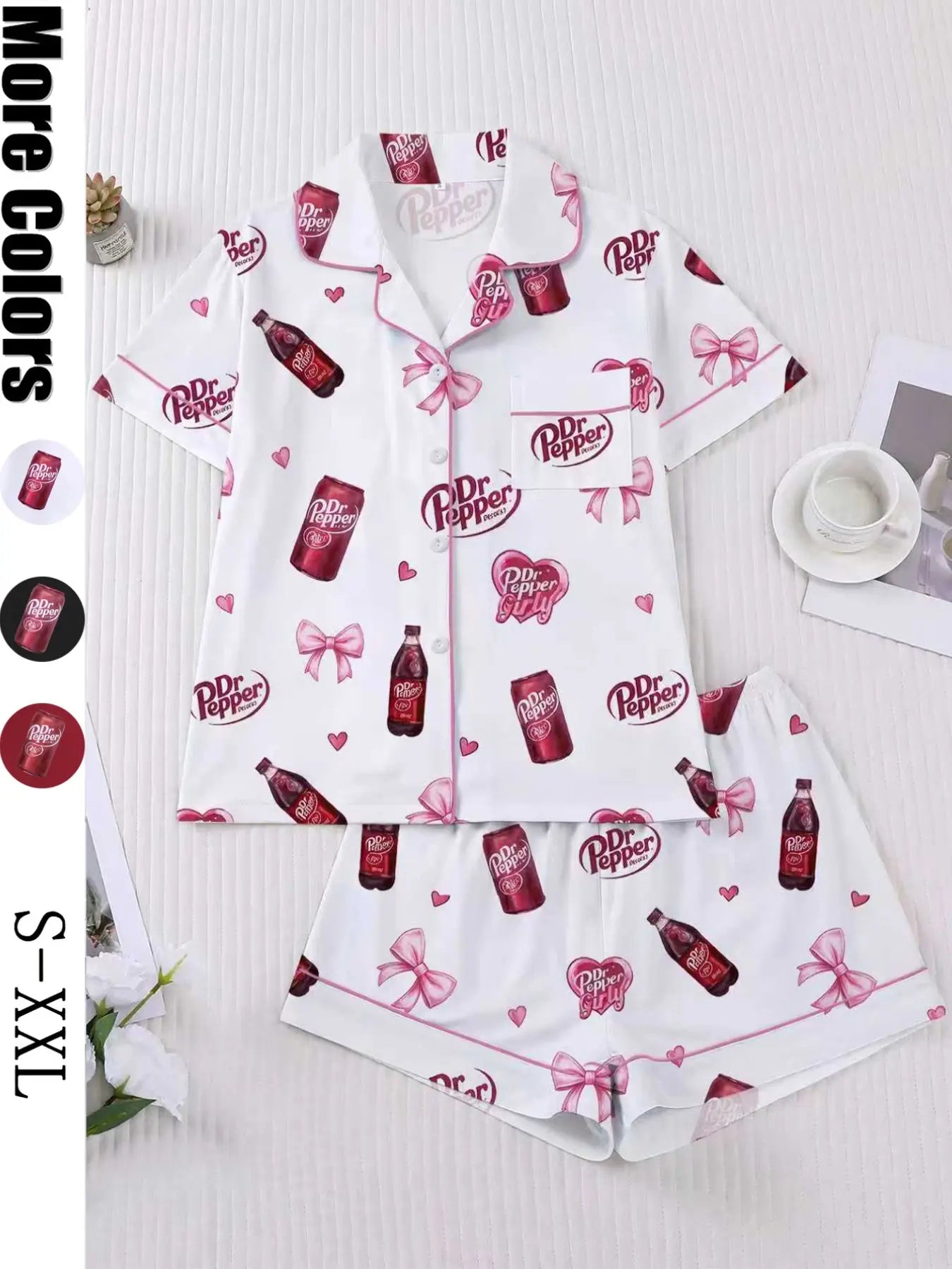 Women's Heart Bow Print Sleepwear Set