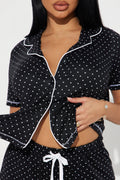 Girl's Night PJ Short Set - Black/White