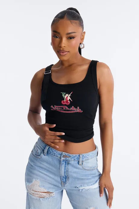 Von Dutch x Betty Boop Cherry Lips Ribbed Tank Top